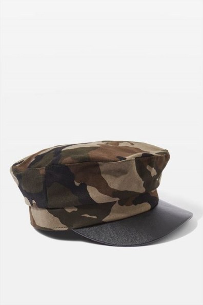 TOPSHOP Camouflage Baker Boy Hat / camo print peaked caps - flipped