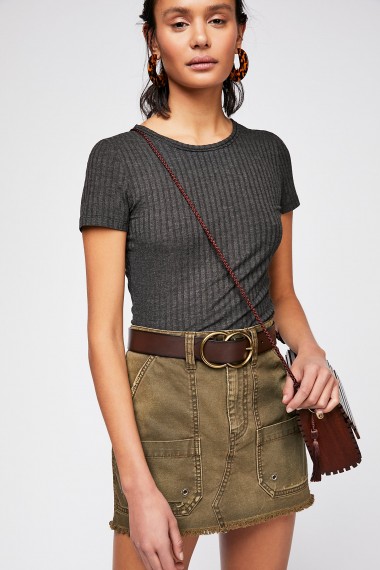 Free People Canvas Relaxed Mini Skirt Olive | green distressed skirts