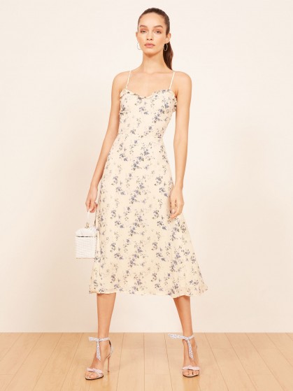 Reformation Cassandra Dress in Madeline | strappy side slit summer dresses