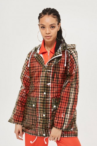 TOPSHOP Checked Frosted Rain Mac / clear check print jackets