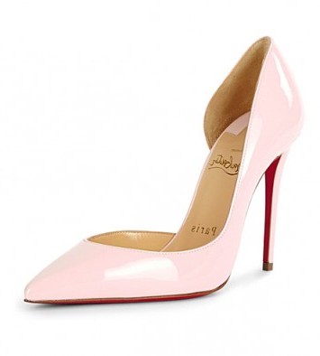 CHRISTIAN LOUBOUTIN Iriza 100 patent in Pompadour – pink high heeled side cut away courts - flipped