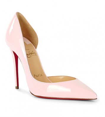 CHRISTIAN LOUBOUTIN Iriza 100 patent in Pompadour – pink high heeled side cut away courts