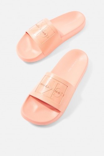 Calvin Klein Christie Jelly Sliders | pink slides - flipped