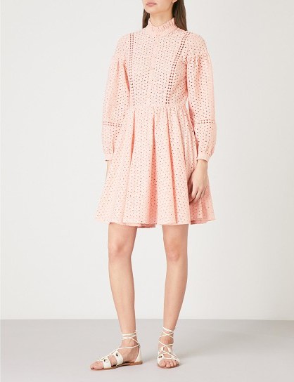 CLAUDIE PIERLOT Embroidered cotton dress – pink pleated skirt dresses - flipped