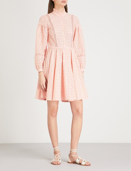 CLAUDIE PIERLOT Embroidered cotton dress – pink pleated skirt dresses