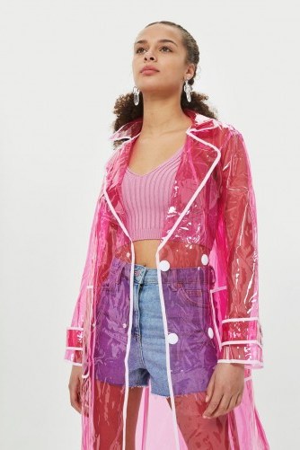 Topshop Clear Vinyl Trench Coat | the perfect pink clear mac | transparent raincoats - flipped