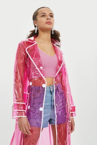 Topshop Clear Vinyl Trench Coat | the perfect pink clear mac | transparent raincoats