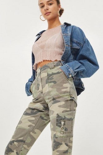 TOPSHOP Convertible Camouflage Trousers / camo print pants/shorts - flipped