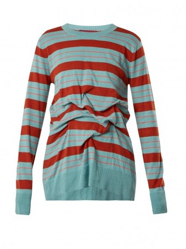 SIES MARJAN Coralie striped cotton sweater | scrunched knitwear - flipped