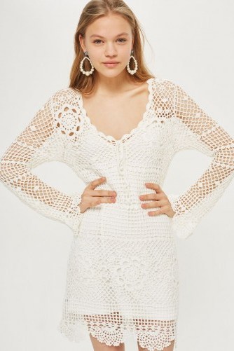Topshop Crochet Tie Dress | ivory knitted dresses - flipped