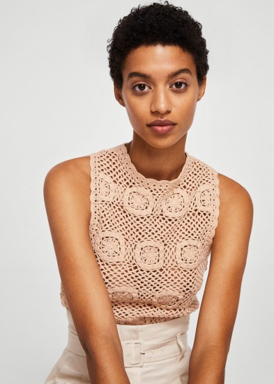 MANGO Pink Crochet top | knitted tank tops