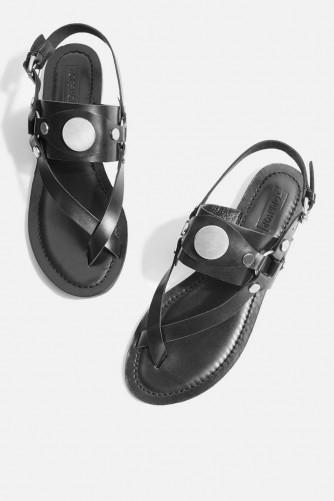 Topshop Cross Strap Sandals | black leather strappy flats