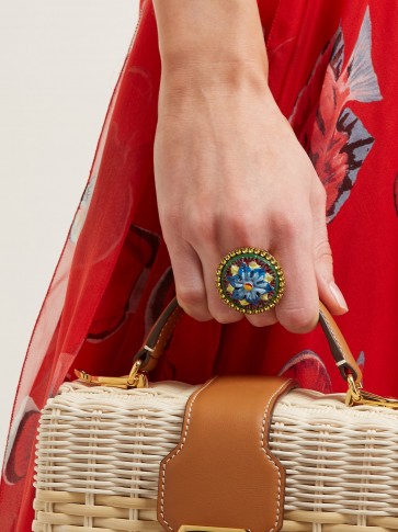 DOLCE & GABBANA Crystal-embellished floral ring ~ painted statement jewellery