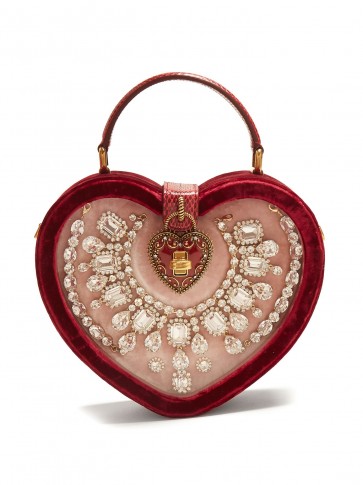 DOLCE & GABBANA Crystal-embellished heart-shaped bag ~ beautiful Italian handbags ~ hearts & crystals