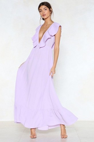 Nasty Gal Deep It Moving Maxi Dress – lilac plunging front and back dresses - flipped