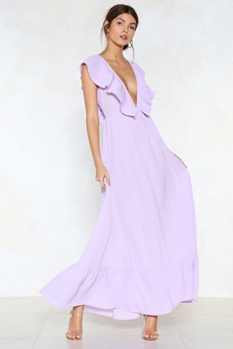 Nasty Gal Deep It Moving Maxi Dress – lilac plunging front and back dresses
