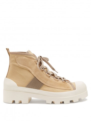 Kylie Jenner beige and white rubber sole ankle boot, ACNE STUDIOS Dinila track-sole ankle boots, posted on Instagram, 12 April 2018. Celebrity footwear | star style fashion
