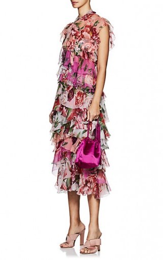 DOLCE & GABBANA Peony-Print Silk Chiffon Dress ~ layered ruffle dresses ~ gorgeous Italian clothing - flipped