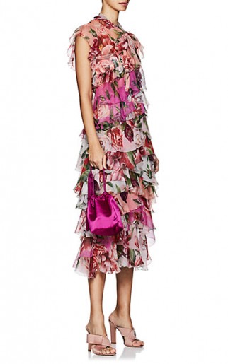 DOLCE & GABBANA Peony-Print Silk Chiffon Dress ~ layered ruffle dresses ~ gorgeous Italian clothing