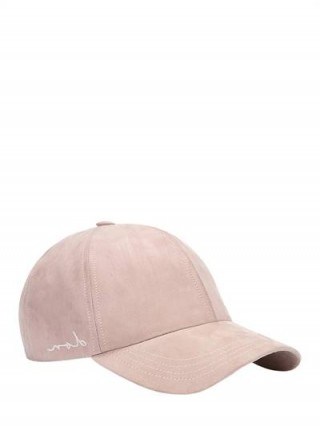 DON FAUX SUEDE BASEBALL HAT / pink logo printed caps - flipped