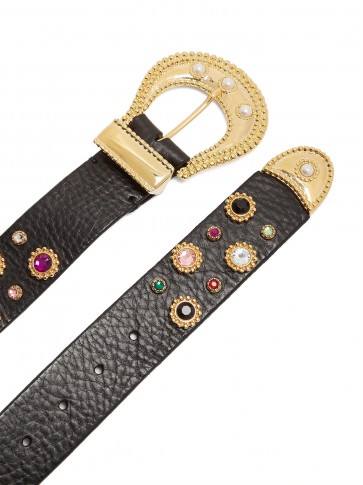 DODO BAR OR Donatella embellished leather belt ~ luxe crystal scattered gold tone buckle belts ~ statement accessory