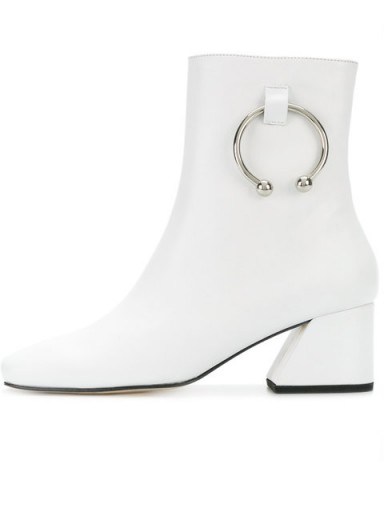 DORATEYMUR ring detail boots – white leather metal ring ankle boot - flipped