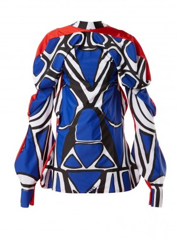 MATTY BOVAN Dot-print top ~ blue abstract printed ruched tops - flipped