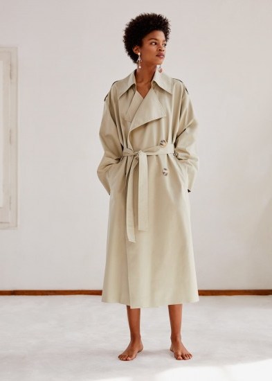 MANGO Double breasted trench Pastel green | tie waist spring coats - flipped