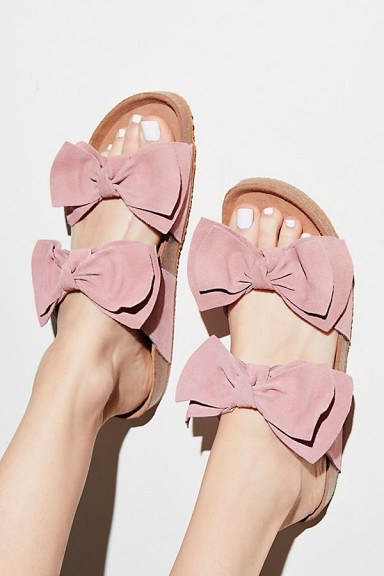 Jeffrey Campbell Double Knot Footbed BLUSH SUEDE | pink bow flats - flipped