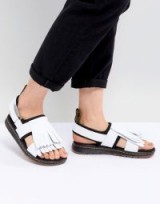 Dr Martens Rosalind White Leather Flat Sandal with Tassel Detail