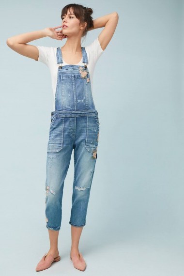 Driftwood Olivia Embroidered Dungarees | floral denim - flipped