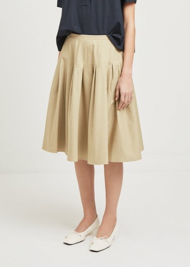 Aspesi Drill High Waist Cotton Skirt ~ pleated camel skirts