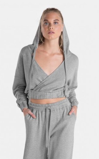 ONEPIECE DROWSY HOODIE GREY MEL | cropped wrap style hoodies - flipped