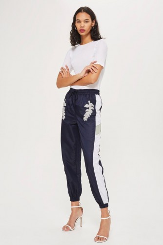 Topshop Embellished Striped Joggers | sports luxe trousers