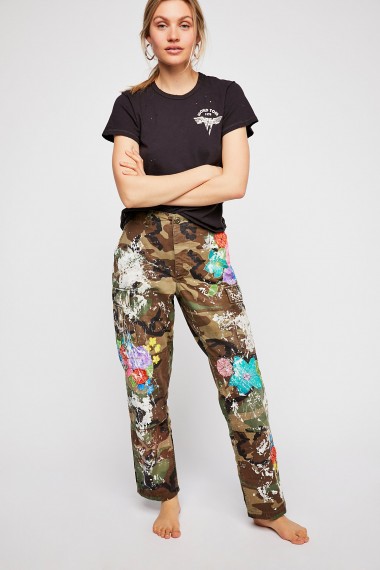 Rialto Jean Project Embroidered Camo Pant | floral cargo trousers