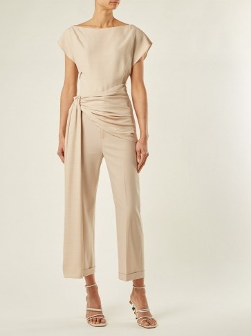 JACQUEMUS Espiral gathered beige crepe top ~ chic draped tops - flipped