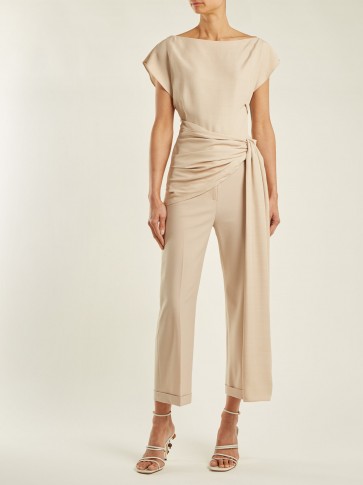 JACQUEMUS Espiral gathered beige crepe top ~ chic draped tops