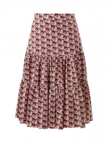 LA DOUBLEJ EDITIONS Face-print cotton skirt ~ gathered midi skirts - flipped