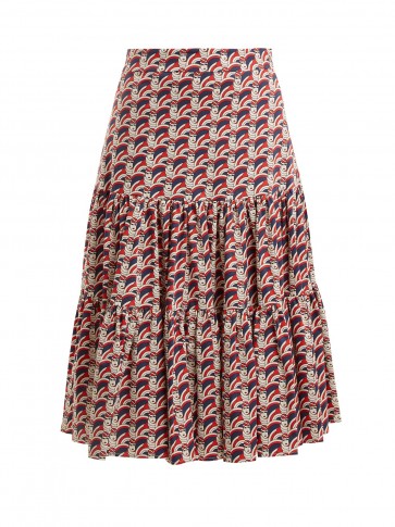 LA DOUBLEJ EDITIONS Face-print cotton skirt ~ gathered midi skirts