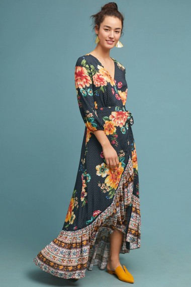 Farm Rio Majorca Wrap Dress | long floral summer dresses