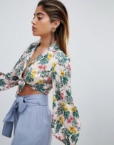 Fashion Union Tie Front Shirt In Tropical Print – printed summer shirts