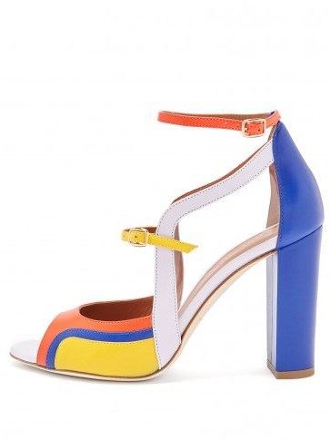MALONE SOULIERS Flan leather pumps ~ colourblock shoes ~ block heels - flipped