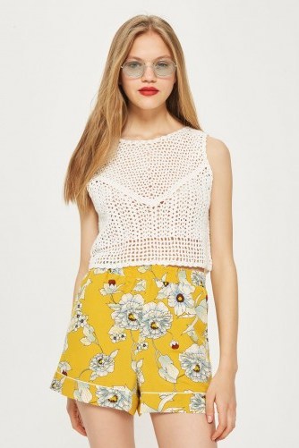 Topshop Yellow Floral Pyjama Shorts - flipped