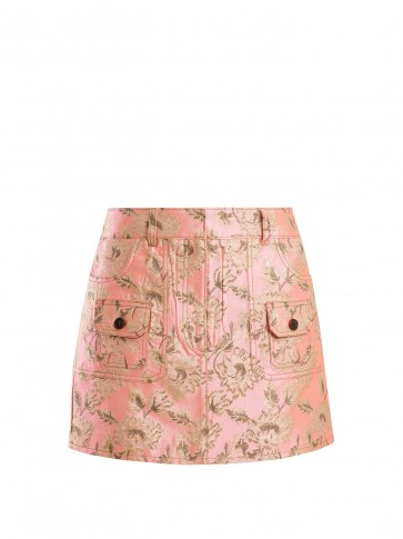 PRADA Floral-brocade mini skirt | luxe pink & gold skirts