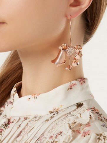 RYAN STORER Flores Muertas rose gold-plated single earring ~ floral single statement drop earrings - flipped