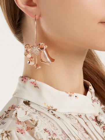 RYAN STORER Flores Muertas rose gold-plated single earring ~ floral single statement drop earrings