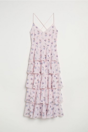 H&M Flounced dress / pink tiered floral print dresses - flipped