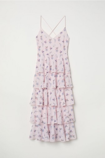 H&M Flounced dress / pink tiered floral print dresses