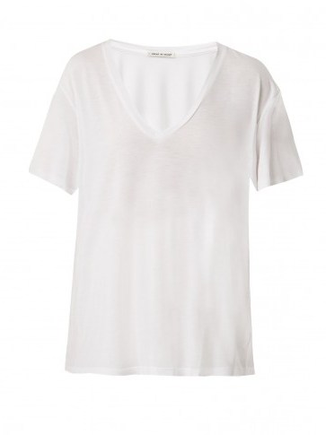 FRANCES DE LOURDES Frankie v-neck jersey T-shirt ~ white short sleeved tee ~ wardrobe staple - flipped