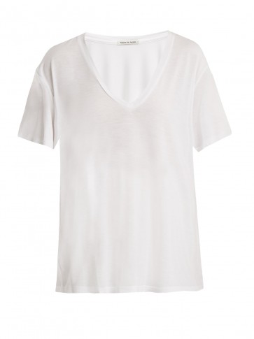 FRANCES DE LOURDES Frankie v-neck jersey T-shirt ~ white short sleeved tee ~ wardrobe staple